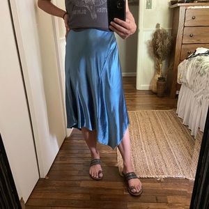 Skies Are Blue Satin Side Slit Skirt